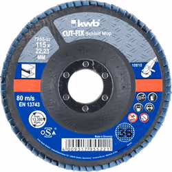 kwb CUT-FIX, Disque de ponçage, Métal, 2,2 cm, 11,5 cm, Noir, Bleu, 80 m/s