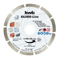 Kwb 796170 Disque à tronçonner diamanté Diamètre 115 mm ø de perçage 22.23 mm Tuile, Béton 1 pc(s) X998232