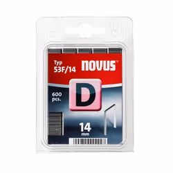 Novus D Typ 53F/14, Pack d'agrafes, 1,25 mm, Fixation, 600 agrafes, D 53F/14, Acier inoxydable