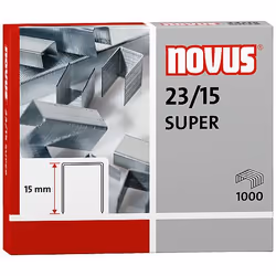 Novus 23/15 SUPER, Pack d'agrafes, 1,5 cm, Fixation, 1000 agrafes, Acier, Acier inoxydable