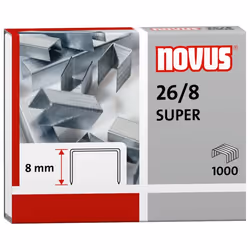 Novus 040-0199, Pack d'agrafes, 8 mm, Fixation, 1000 agrafes, 40 pages, Argent