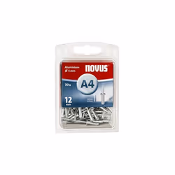Description Novus Rivets Aveugles en Aluminium 12 mm, 70 Rivets, 4 mm, Longueur de Serrage 6,5-8,5 mm, pour la Fixation de Ti ...