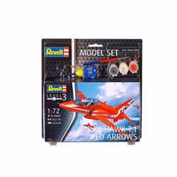 Revell MODEL SET BAE HAWK T.1 RED ARROW, Modèle réduit d’aéronef à aile fixe, Kit de montage, 1:72, Hawk T.1, Avancé, 70 pièc ...