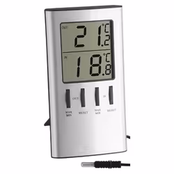 TFA-Dostmann 30.1027, Thermomètre électrique, Intérieure, Numérique, Argent, Plastique, Table, Mur