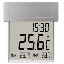 TFA-Dostmann 30.1035, Thermomètre électrique, Intérieure, Numérique, Plastique, Verre quartz, fenêtre, Carré