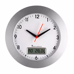 TFA-Dostmann 98.1092, Mur, Horloge numérique, Rond, Argent, AA, 1,5 V