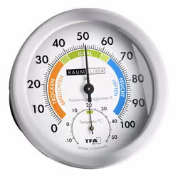 TFA-Dostmann 45.2028, Thermomètre électrique, Intérieure, Analogique, Blanc, Métal, Plastique, Mur
