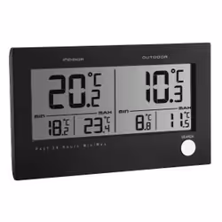 TFA-Dostmann TWIN, Noir, Thermomètre d'intérieur, Thermomètre d'extérieur, thermomètre, Plastique, -10 - 50 °C, 14 - 122 °F