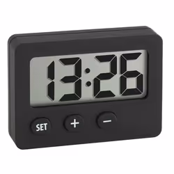 TFA-Dostmann 60.2013.01, Table, Horloge numérique, Rectangle, Noir, Batterie, CR2032