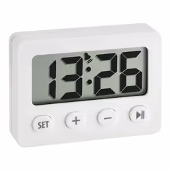 TFA-Dostmann 60.2014.02, Réveil à quartz, Rectangle, Blanc, Plastique, LCD, Batterie