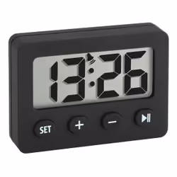 TFA-Dostmann 60.2014.01, Réveil à quartz, Rectangle, Noir, Batterie, CR2032, 59 mm
