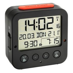 TFA-Dostmann 60.2528.01 réveille-matin Réveil numérique Noir