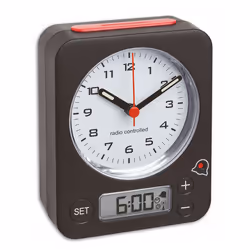 TFA-Dostmann Combo, Réveil mécanique, Rectangle, Noir, Rouge, Plastique, Analogique, Batterie