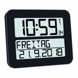 TFA-Dostmann TimeLine MAX, Réveil numérique, Noir, Plastique, Batterie, AA, 258 mm