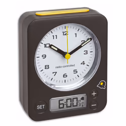 TFA-Dostmann Combo, Réveil mécanique, Rectangle, Noir, Jaune, Analogique, Batterie, AA