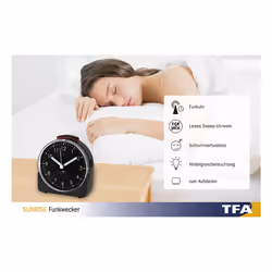 TFA-Dostmann 60.1513.01 réveille-matin Noir