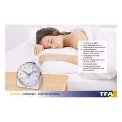 TFA-Dostmann 60.1513.02 réveille-matin Blanc