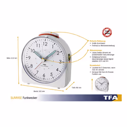 TFA-Dostmann 60.1513.02 réveille-matin Blanc - Vue supplémentaire 4