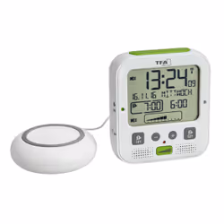 TFA-Dostmann 60.2538, Réveil numérique, Rectangle, Vert, Blanc, unisexe, AC/Batterie, AA