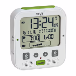 TFA-Dostmann 60.2538 Réveil numérique Vert, Blanc