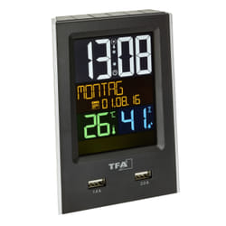 TFA-Dostmann 60.2537.01 réveille-matin Réveil numérique Noir