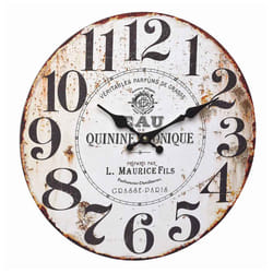 TFA-Dostmann Vintage Mur Quartz clock Rond Marron, Blanc