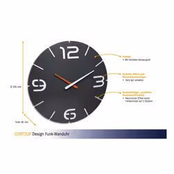 TFA-Dostmann 60.3536.10 Horloge murale et de table Rond Noir, Blanc