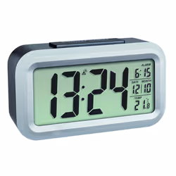 TFA-Dostmann LUMIO PLUS, Réveil numérique, Rectangle, Noir, Argent, Plastique, 12/24h, -9 - 50 °C