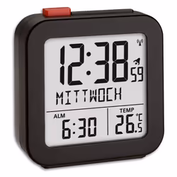 TFA-Dostmann 60.010616, Réveil numérique, Rectangle, Noir, Plastique, LCD, Batterie