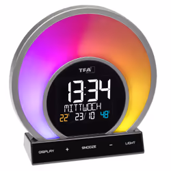 TFA-Dostmann Soluna Réveil à quartz Noir, Transparent