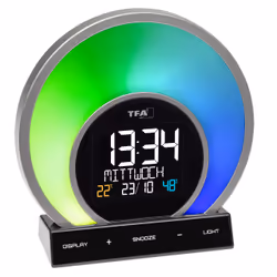 TFA-Dostmann Soluna Réveil à quartz Noir, Transparent