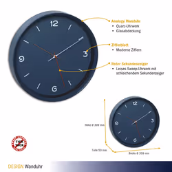 TFA-Dostmann 60.3056.06 wall/table clock Quartz clock Rond Bleu