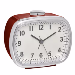 TFA-Dostmann 60.1032.05, Réveil à quartz, Rectangle, Rouge, Argent, Plastique, Analogique, 110 mm