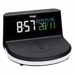 TFA-Dostmann Digitalwecker schwarz, Réveil numérique, Noir, Blanc, Plastique, 0 - 37 °C, Batterie, 100-240 V