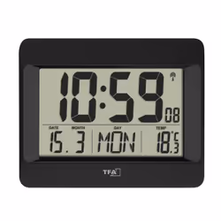 TFA-Dostmann 60.4519.01 réveille-matin Réveil numérique Noir
