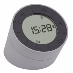 TFA-Dostmann 60.2029.10, Réveil à quartz, Rond, Gris, Plastique, unisexe, LCD