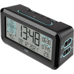 Tfa Dostmann - 60.2562.01.GB radiopiloté(e) Réveil noir, bleu clair Heures de réveil 2 grand écran
