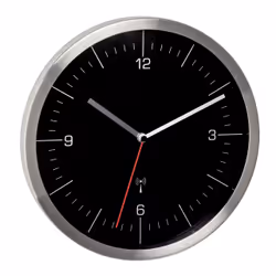 TFA-Dostmann 60.3544.01, Mur, Horloge radio-pilotée, Rond, Acier inoxydable, Acier inoxydable, Verre