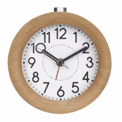 TFA-Dostmann 60.1039.05, Réveil à quartz, Rond, Hêtre, Hêtraie, Plastique, 12h, Analogique