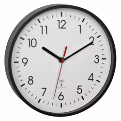 TFA-Dostmann 60.3550.01, Mur, Horloge analogique, Rond, Noir, Plastique, Verre