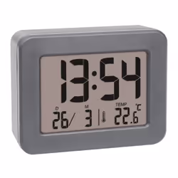 TFA-Dostmann 60.2044.10, Réveil à quartz, Rectangle, Gris, Intérieure, Adult/Child, Garçon/Fille