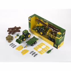 Theo Klein John Deere - Tracteur Avec Remorque À Bois Et À Foin