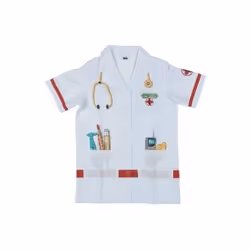 Theo Klein Blouse Docteur En Tissu, Fansy costume, Enfant, unisexe, Uniforme, Rouge, Blanc, Image