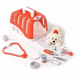 Theo Klein Mallette véterinaire avec chien, Garçon/Fille, Rouge, Blanc