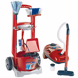Theo Klein Vileda - Chariot De Ménage + Aspirateur, Rouge