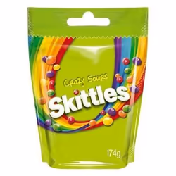 SKITTLES Bonbons Crazy Sours goûts de fruits acidulés - 174 g
