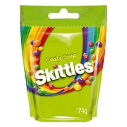SKITTLES Bonbons Crazy Sours goûts de fruits acidulés - 174 g