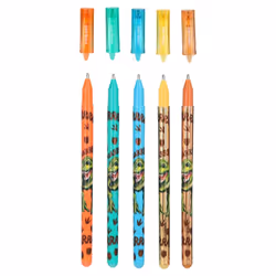 Depesche Stifte-Set Dino World Stylos à encre gel avec bouchon Bleu, Bronze, Or, Vert, Orange 5 pièce(s)