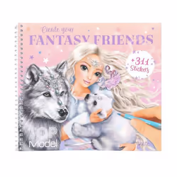 Album de coloriage - TOP Model - Create your Fantasy Friends - 20x18cm - Avec stickers - Pour filles