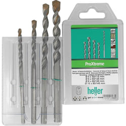 Heller ProXtreme 28263 5 carbure de tungstène Jeu de forets pour béton 4 pièces 5 mm, 6 mm, 8 mm, 10 mm manche triangul